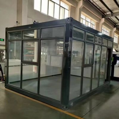 20ft Glass Curtain Wall Pre Fab Container Case per negozi Sala espositiva